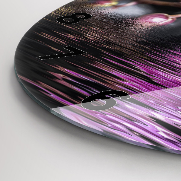 Round glass wall clock Orchid flower on the water