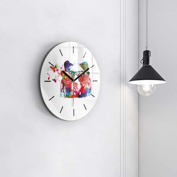 Round glass wall clock Bear Head