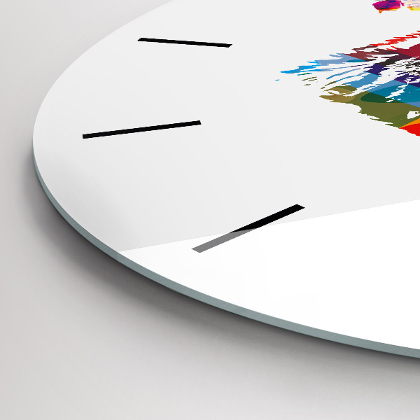 Round glass wall clock Bear Head