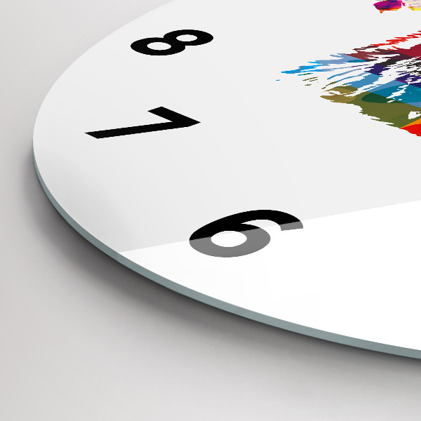 Round glass wall clock Bear Head