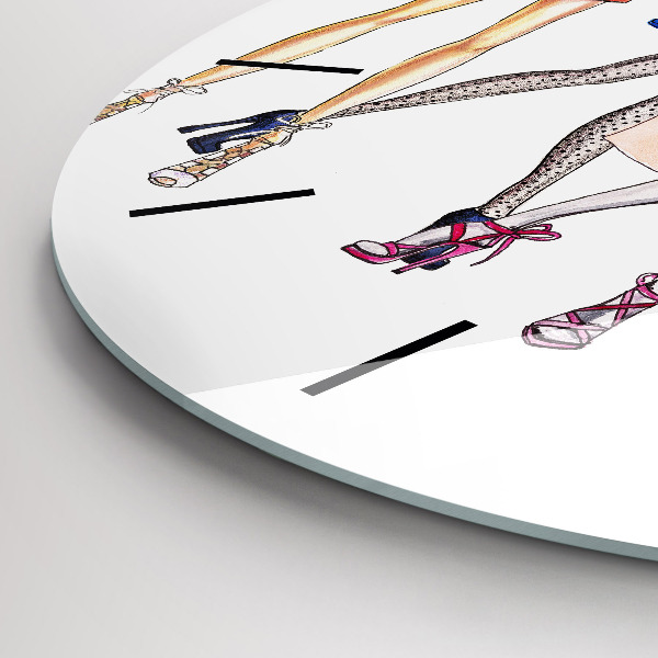 Round glass wall clock Fashionable girls