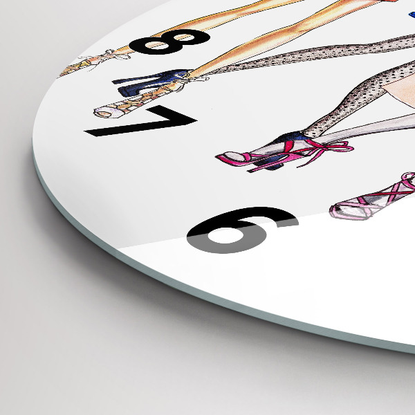 Round glass wall clock Fashionable girls