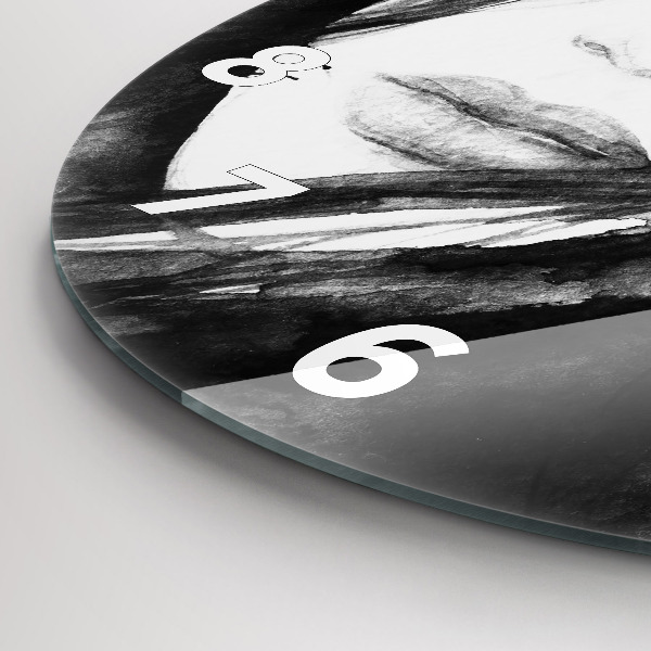 Round glass wall clock Portrait of a woman