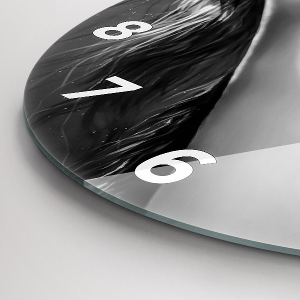 Round glass wall clock Woman's lips