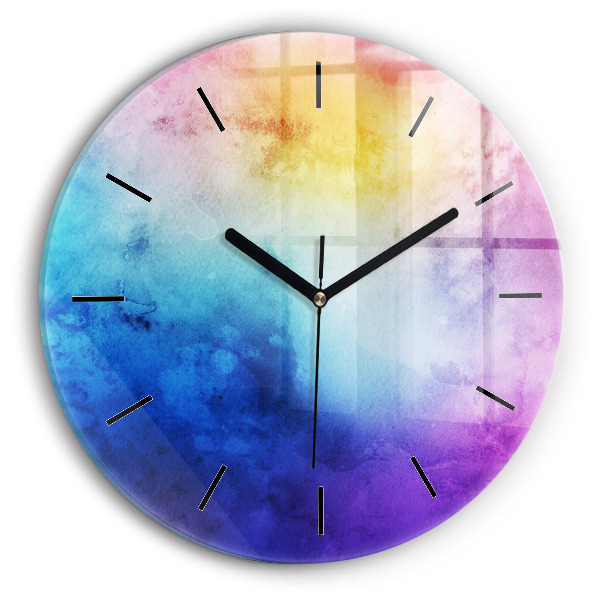 Round glass wall clock Colored Spots