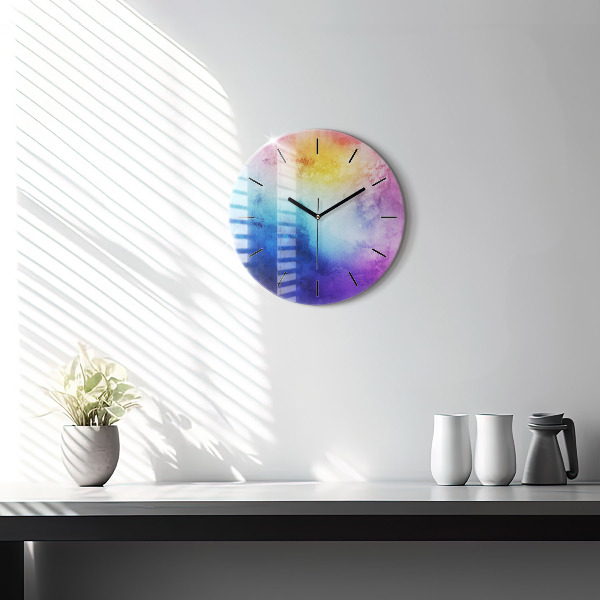 Round glass wall clock Colored Spots