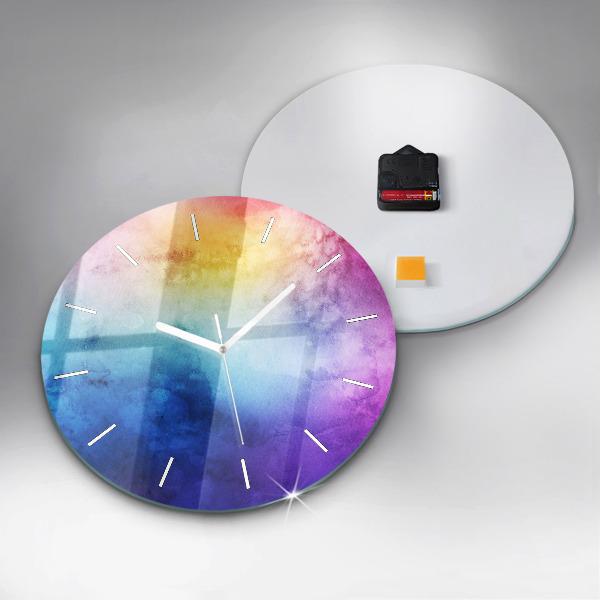 Round glass wall clock Colored Spots