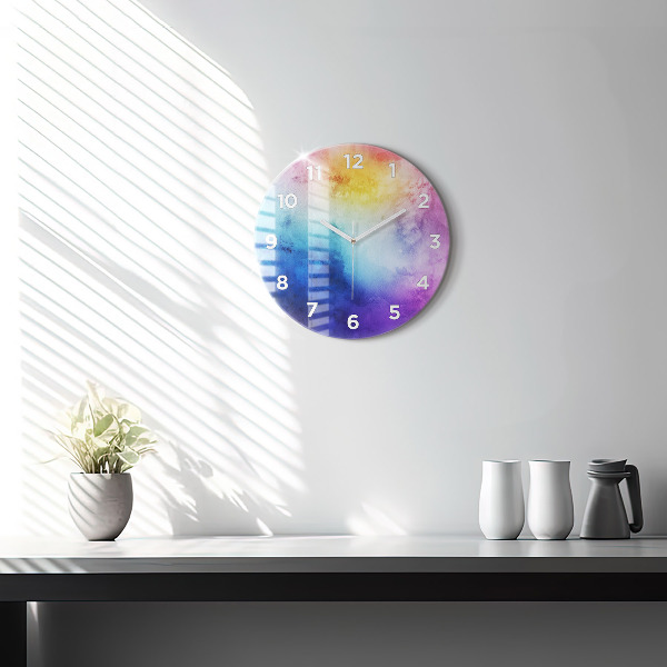 Round glass wall clock Colored Spots