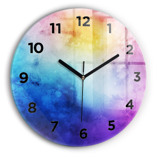 Round glass wall clock Colored Spots