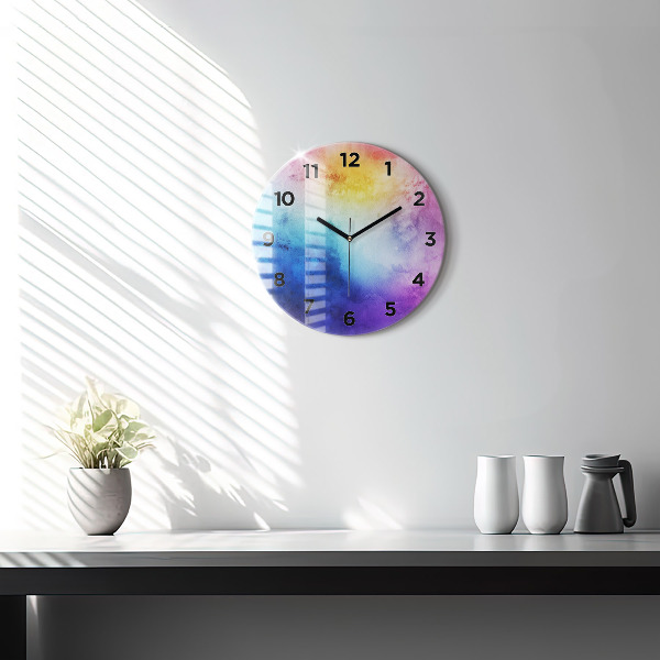 Round glass wall clock Colored Spots