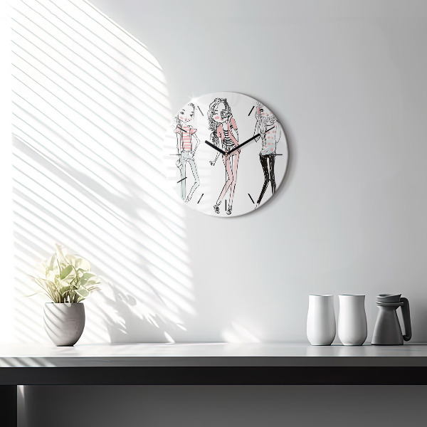 Round glass wall clock Women's fashion