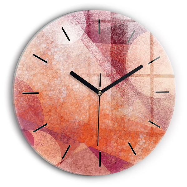 Round glass wall clock Geometric abstraction