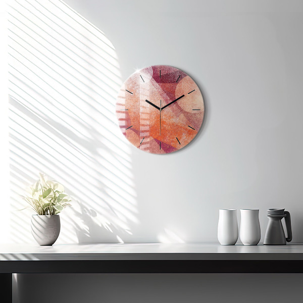 Round glass wall clock Geometric abstraction