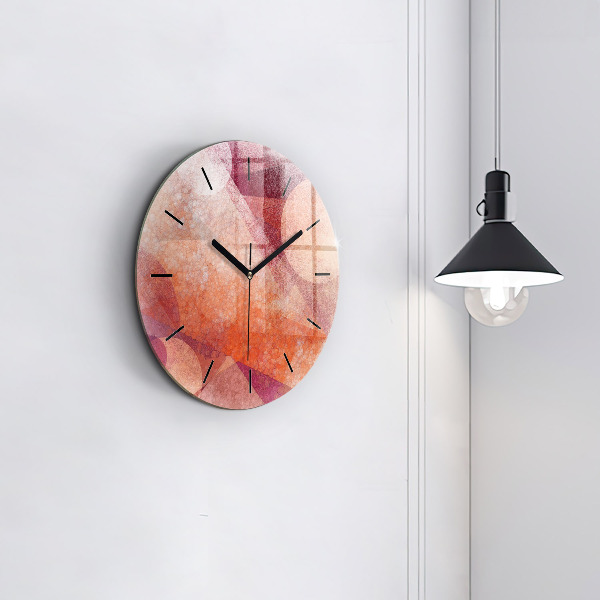 Round glass wall clock Geometric abstraction