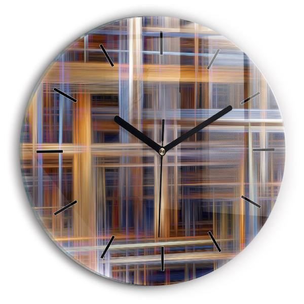 Round glass wall clock Abstract geometry