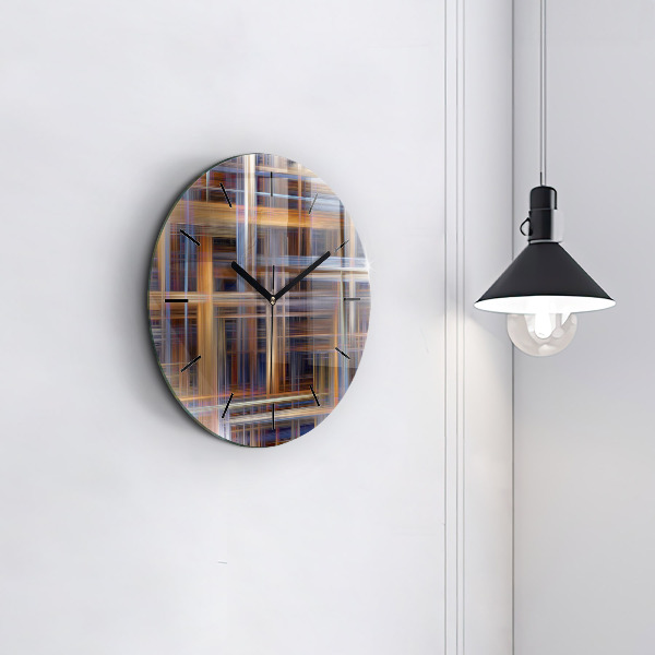 Round glass wall clock Abstract geometry
