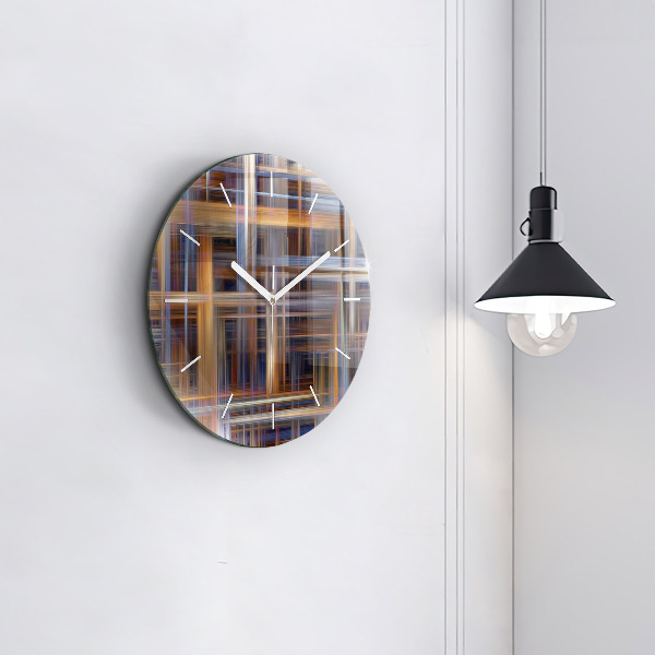 Round glass wall clock Abstract geometry
