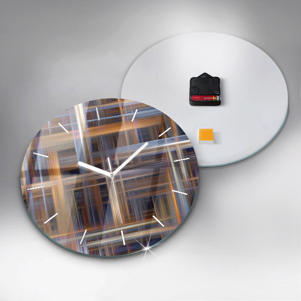 Round glass wall clock Abstract geometry
