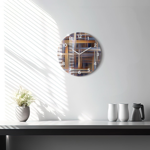 Round glass wall clock Abstract geometry