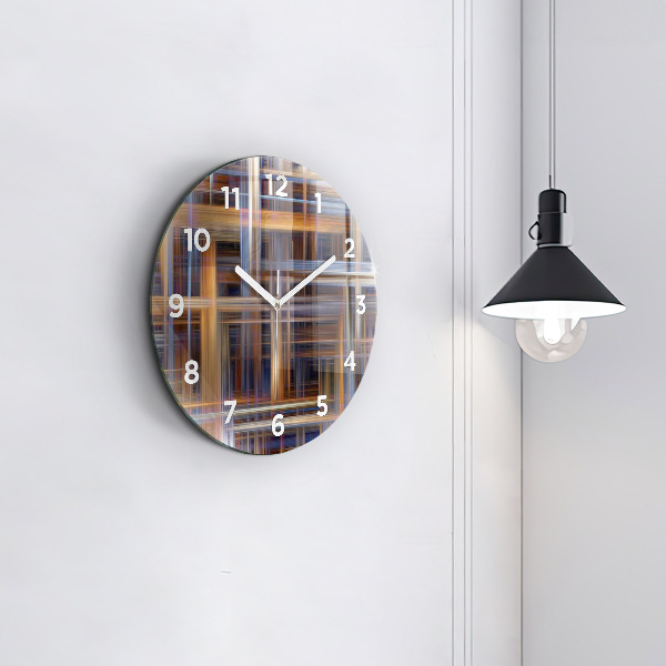Round glass wall clock Abstract geometry