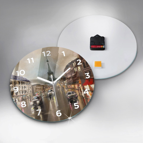 Round glass wall clock Architecture of the city of Paris