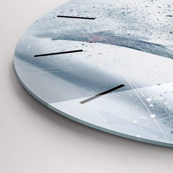 Round glass wall clock Running man