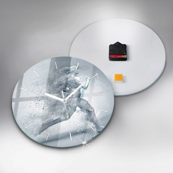 Round glass wall clock Running man
