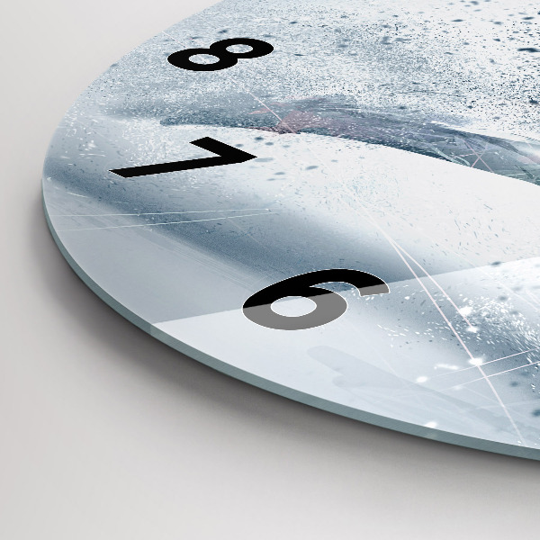 Round glass wall clock Running man