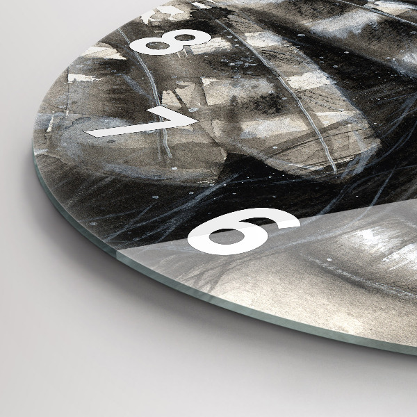 Round glass wall clock Painted portrait