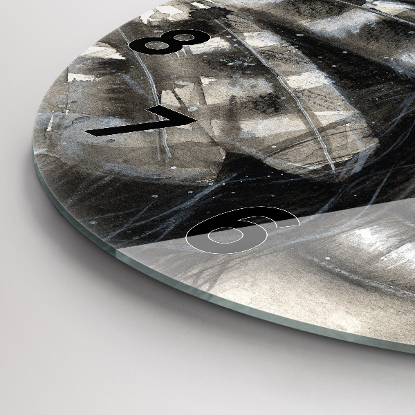 Round glass wall clock Painted portrait