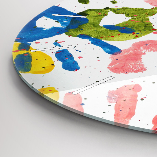 Round glass wall clock Children's handprints