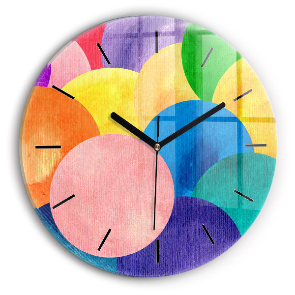 Round glass wall clock Abstract circles