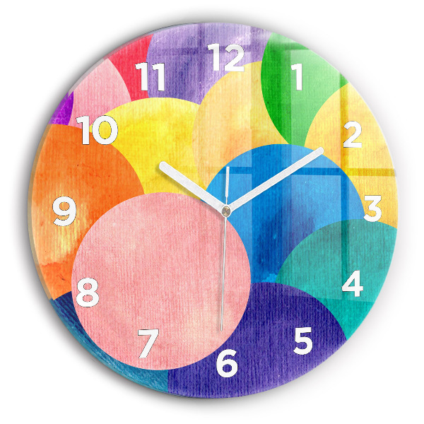 Round glass wall clock Abstract circles