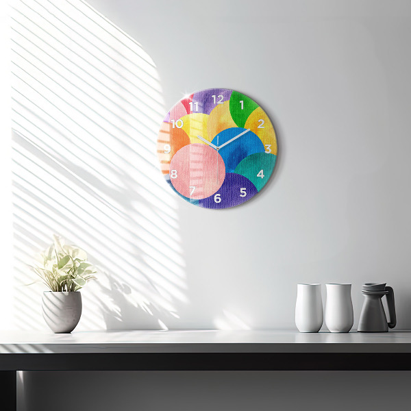 Round glass wall clock Abstract circles