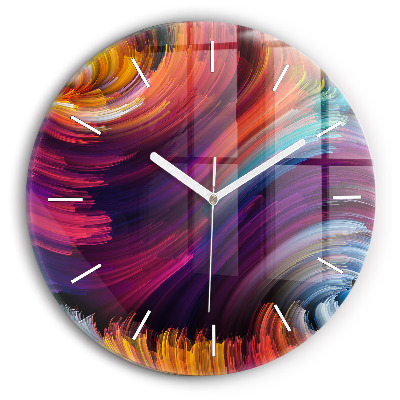 Round glass wall clock Abstraction hall
