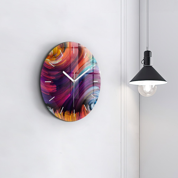 Round glass wall clock Abstraction hall
