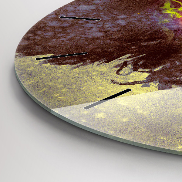 Round glass wall clock Woman in the forest