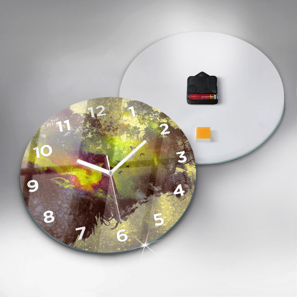Round glass wall clock Woman in the forest