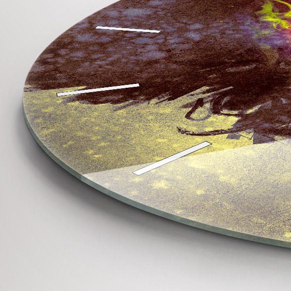 Round glass wall clock Woman in the forest