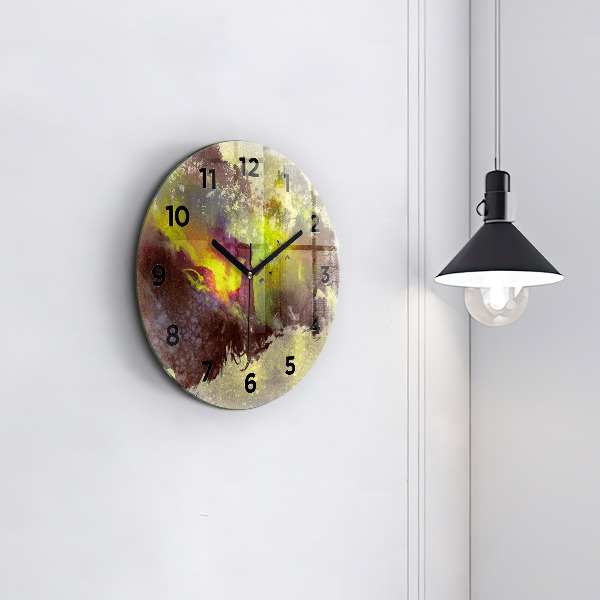 Round glass wall clock Woman in the forest