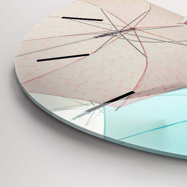 Round glass wall clock Pastel umbrellas