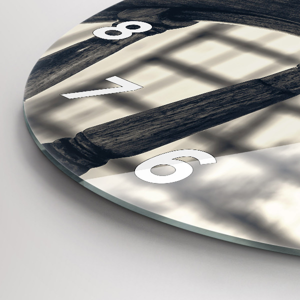 Round glass wall clock Ancient ship