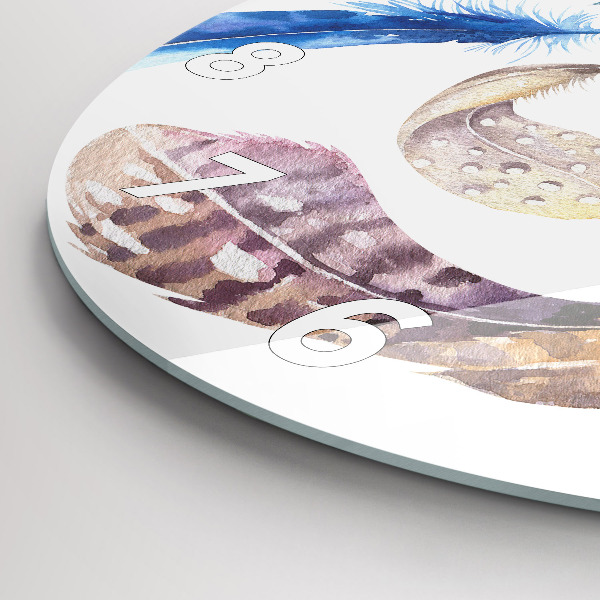 Round glass wall clock Retro art illustration