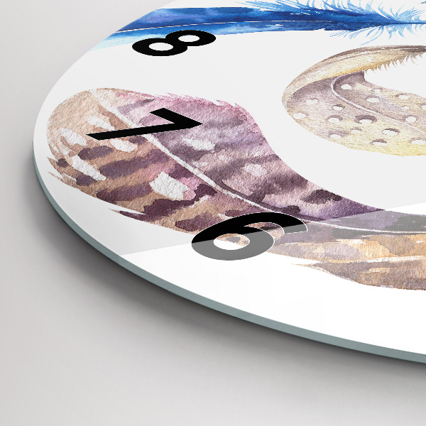 Round glass wall clock Retro art illustration