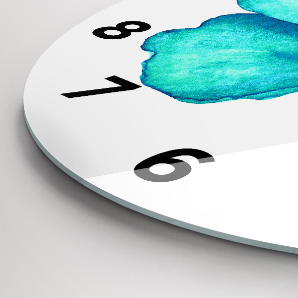 Round glass wall clock Turquoise Summer Butterfly