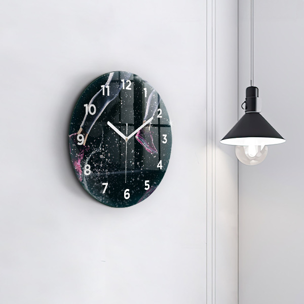 Round glass wall clock Healthy lifestyle - running