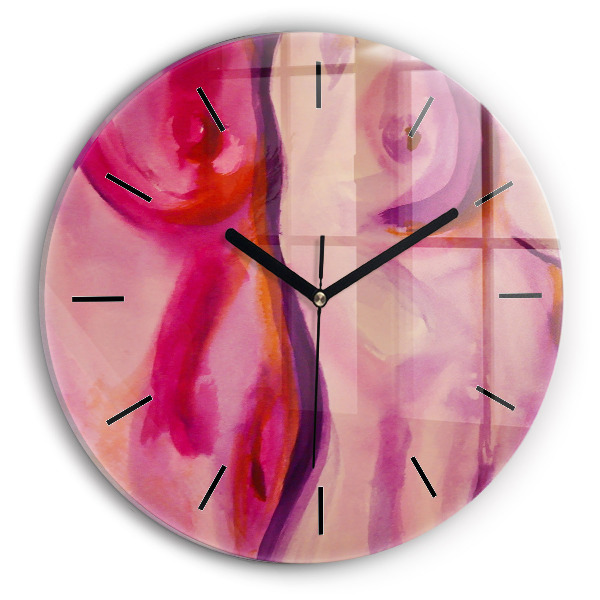 Round glass wall clock Painting Women