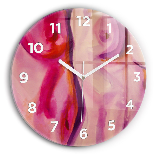 Round glass wall clock Painting Women