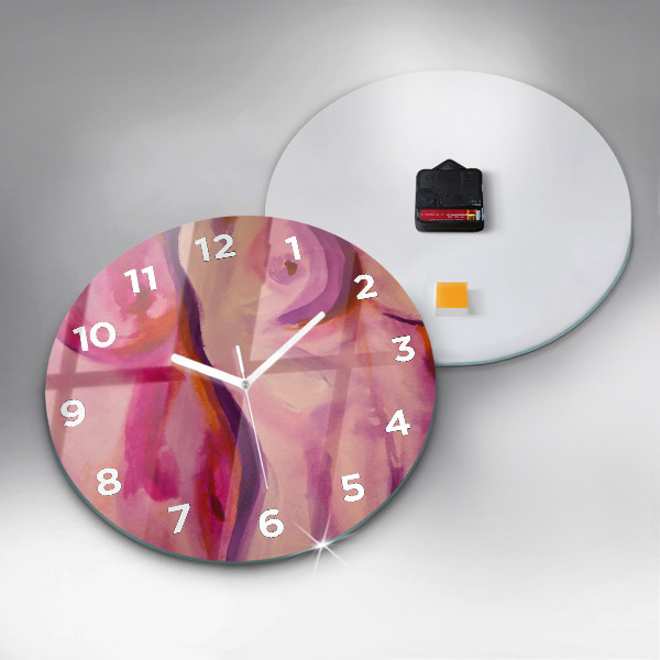 Round glass wall clock Painting Women