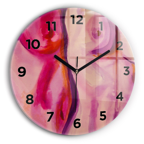 Round glass wall clock Painting Women